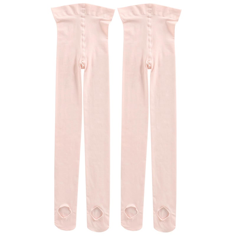 PAPPNTI Girls' Ultra Soft Pro Dance Tights Ballet Transition Daily Student Tights (Toddler/Little Kid/Big Kid) Ballet Pink 2 Pairs S(2-4 Years) - Image 3